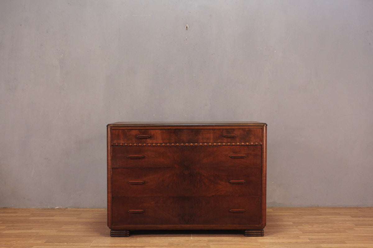 Art Deco Burl 4-Drawer Dresser