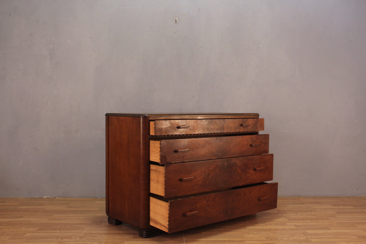Art Deco Burl 4-Drawer Dresser
