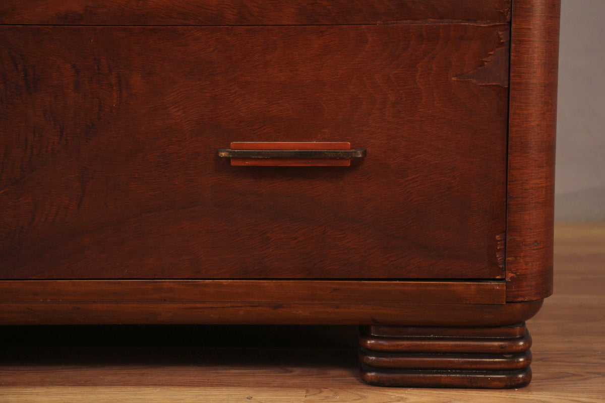 Art Deco Burl 4-Drawer Dresser