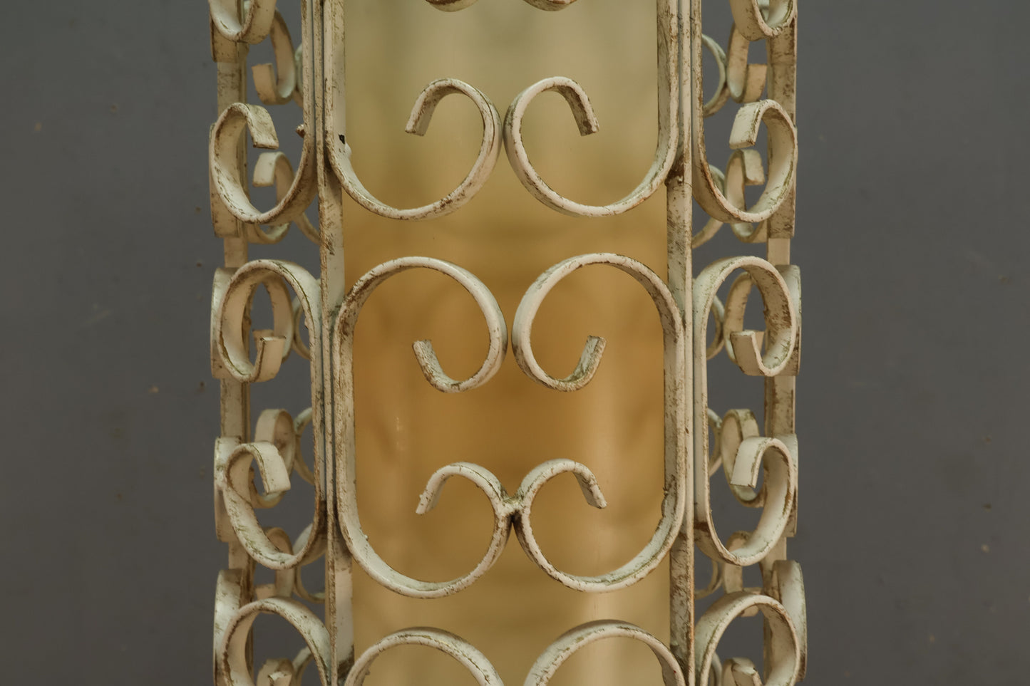 Ivory Iron Garden Gate Swag Lamp