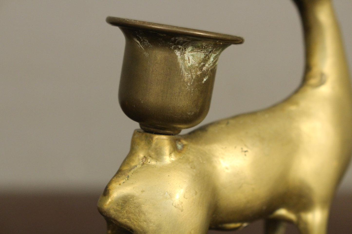 Petite Pair of Brass Deer Candlesticks
