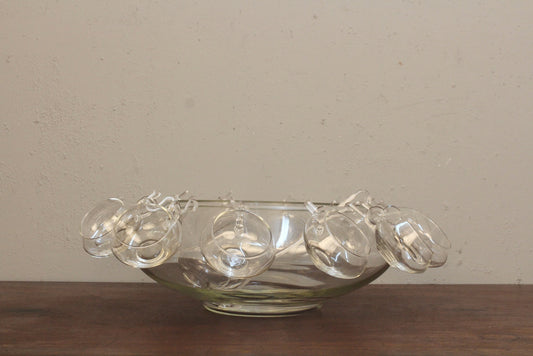 Mid Century "Moderno" Glass Punch Bowl Set