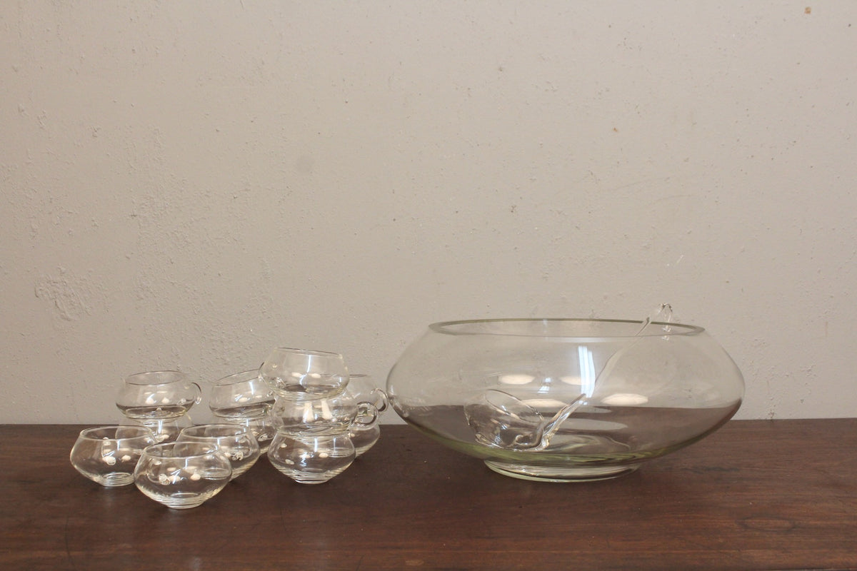 Mid Century "Moderno" Glass Punch Bowl Set