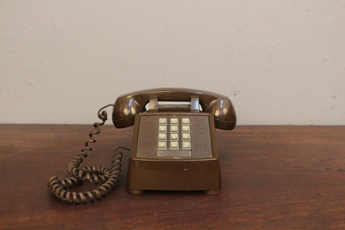 Mid Century Brown Touch-Tone Telephone