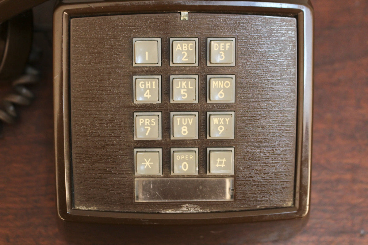 Mid Century Brown Touch-Tone Telephone