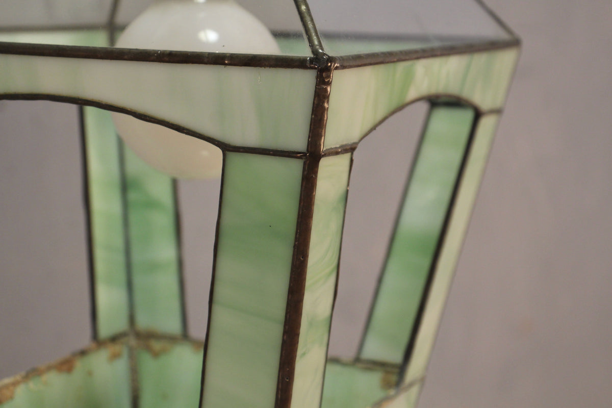 Pale Green Stained Glass Swag Lamp
