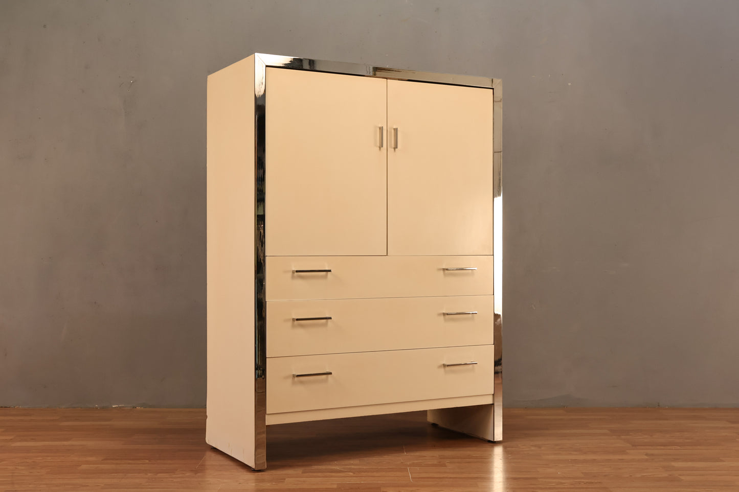 John Stuart White Laminate & Chrome Bachelor's Chest - ONLINE ONLY