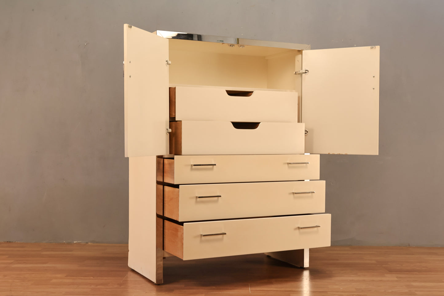John Stuart White Laminate & Chrome Bachelor's Chest - ONLINE ONLY