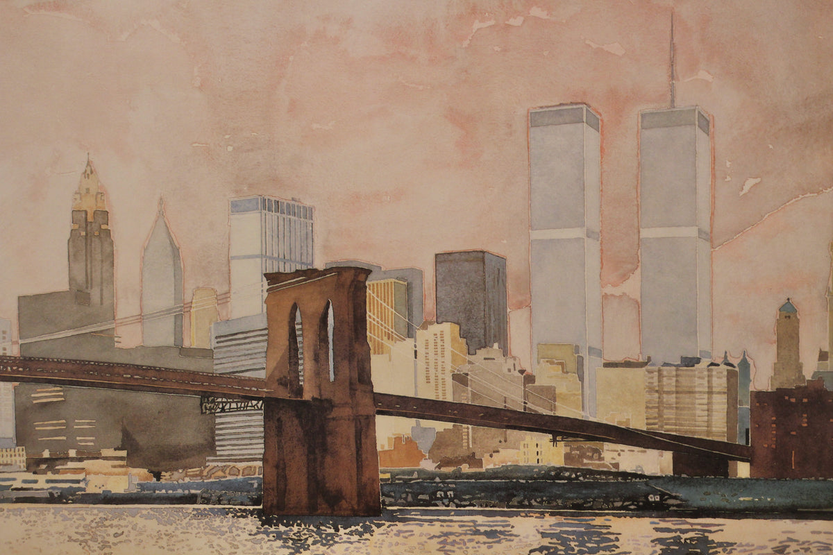 "The Brooklyn Bridge II" 1983 David Lingwood Lithograph