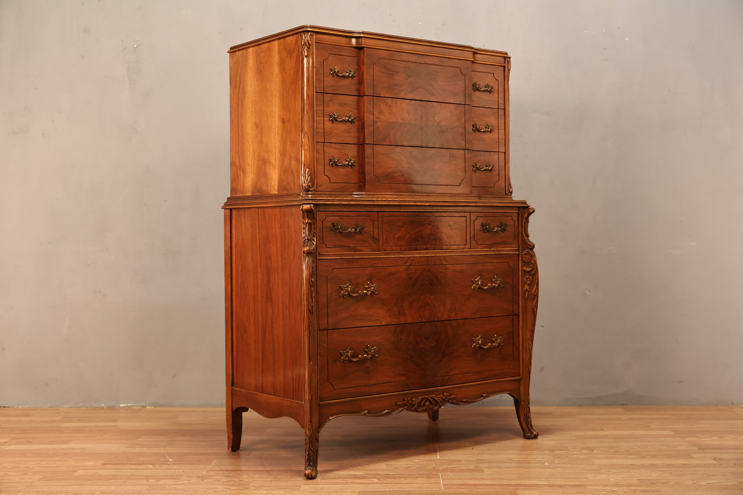 French Provincial 6-Drawer Highboy Dresser