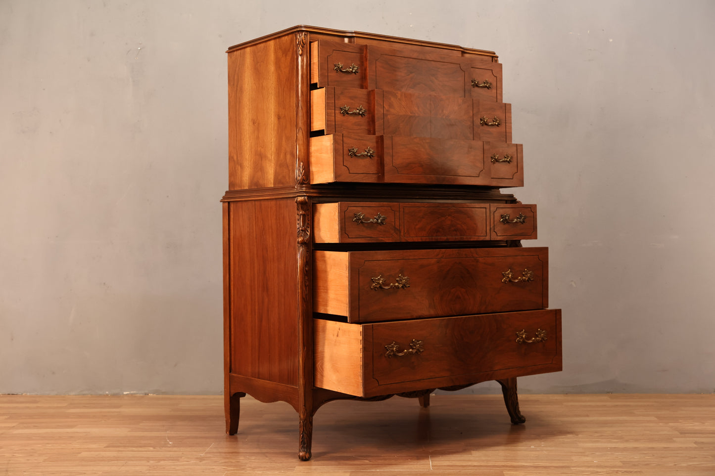French Provincial 6-Drawer Highboy Dresser