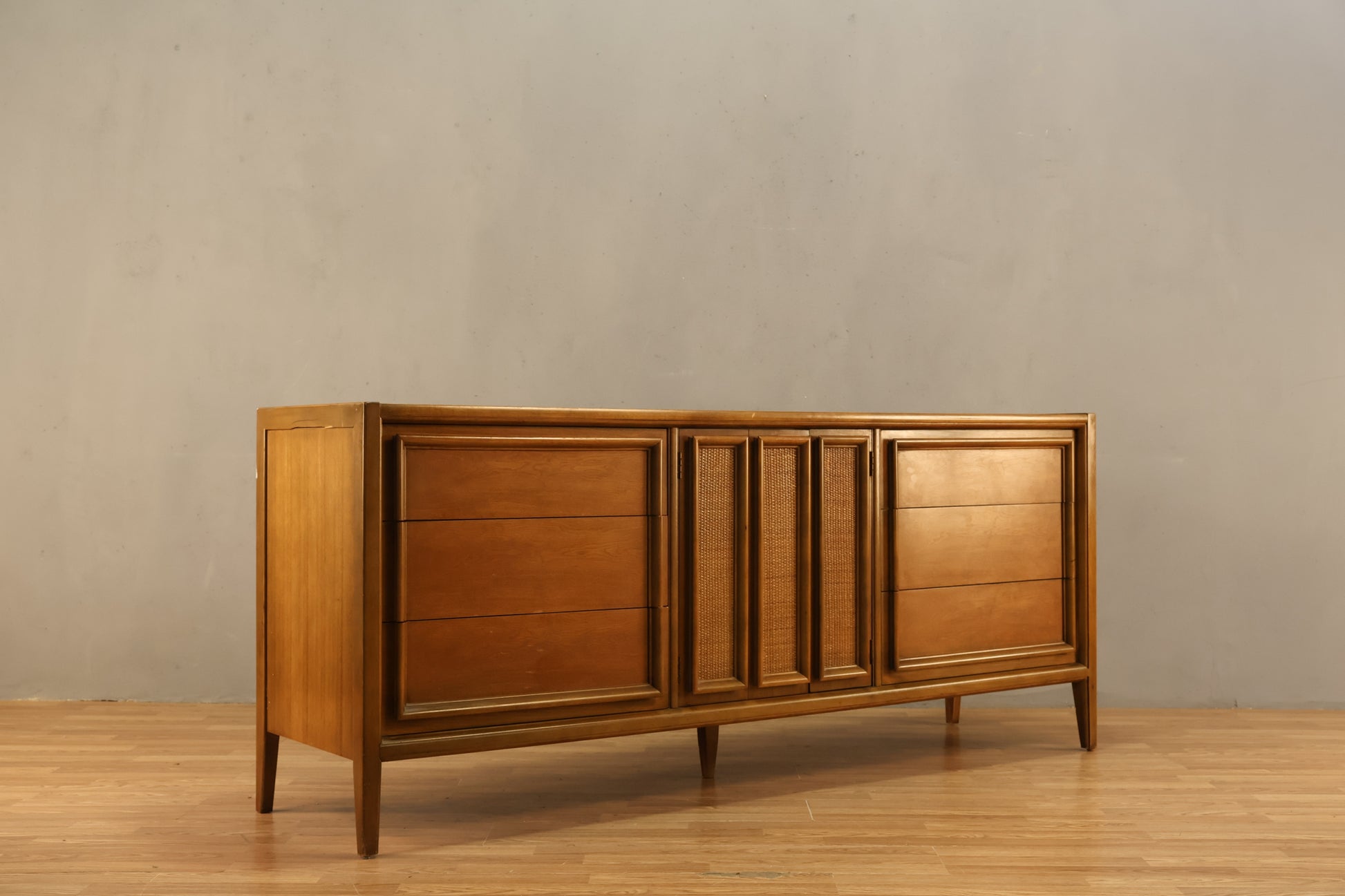 Thomasville Walnut & Woven Credenza – Furnish Green Thomasville Walnut & Woven Credenza – Furnish Green