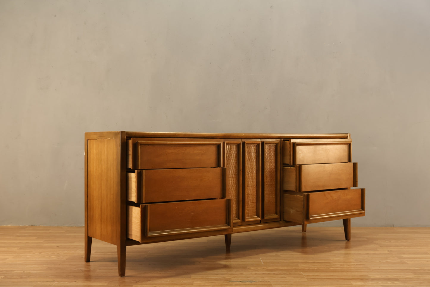 Thomasville Walnut & Woven Credenza
