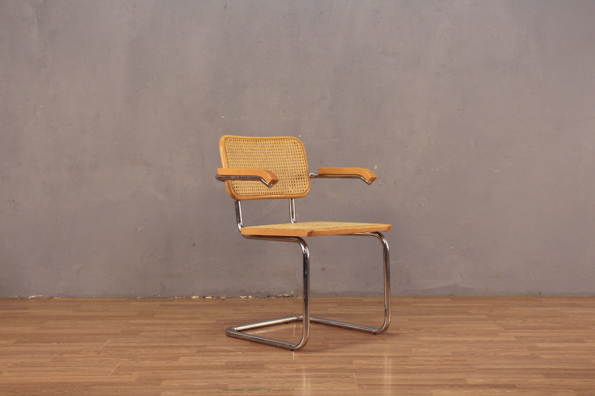 Cane & Chrome Cantilever Armchair - ONLINE ONLY