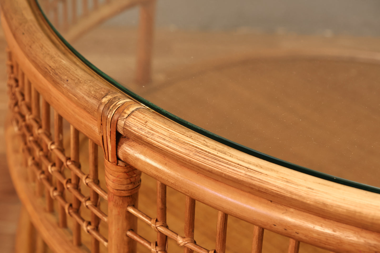 Rattan & Glass Round Coffee Table - ONLINE ONLY