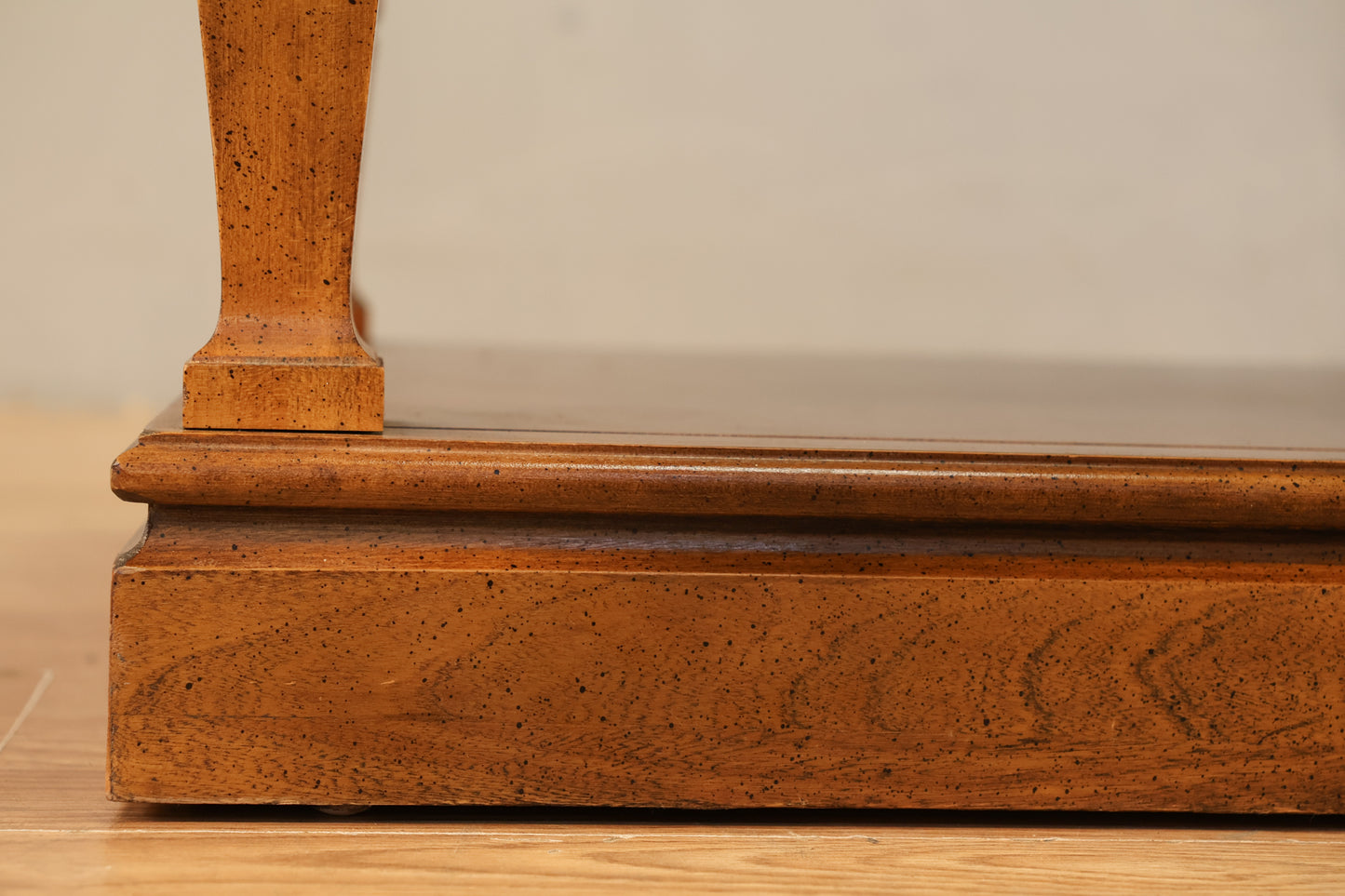 Carved Walnut & Glass 2-Tier Coffee Table - ONLINE ONLY