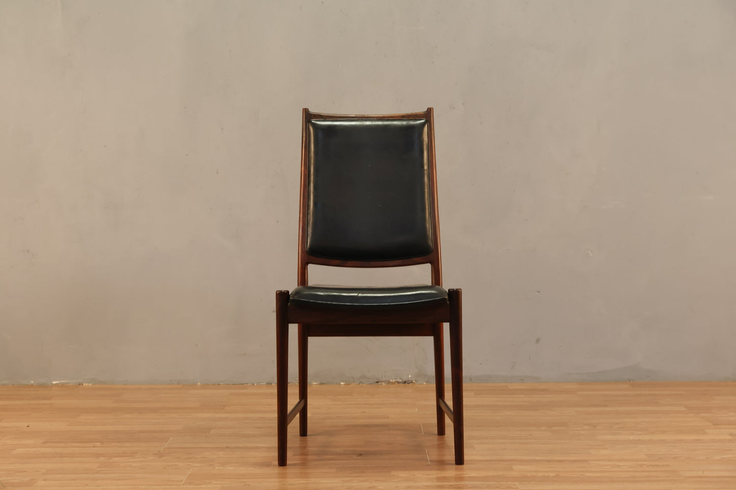 Torbjørn Afdal Rosewood & Black Leather Side Chair