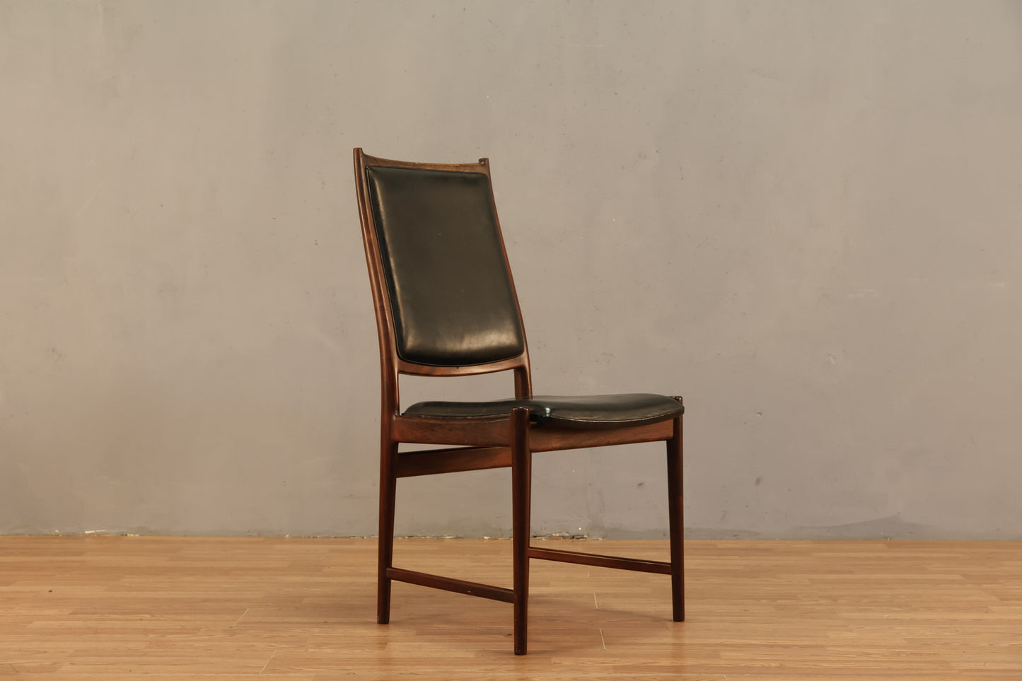 Torbjørn Afdal Rosewood & Black Leather Side Chair