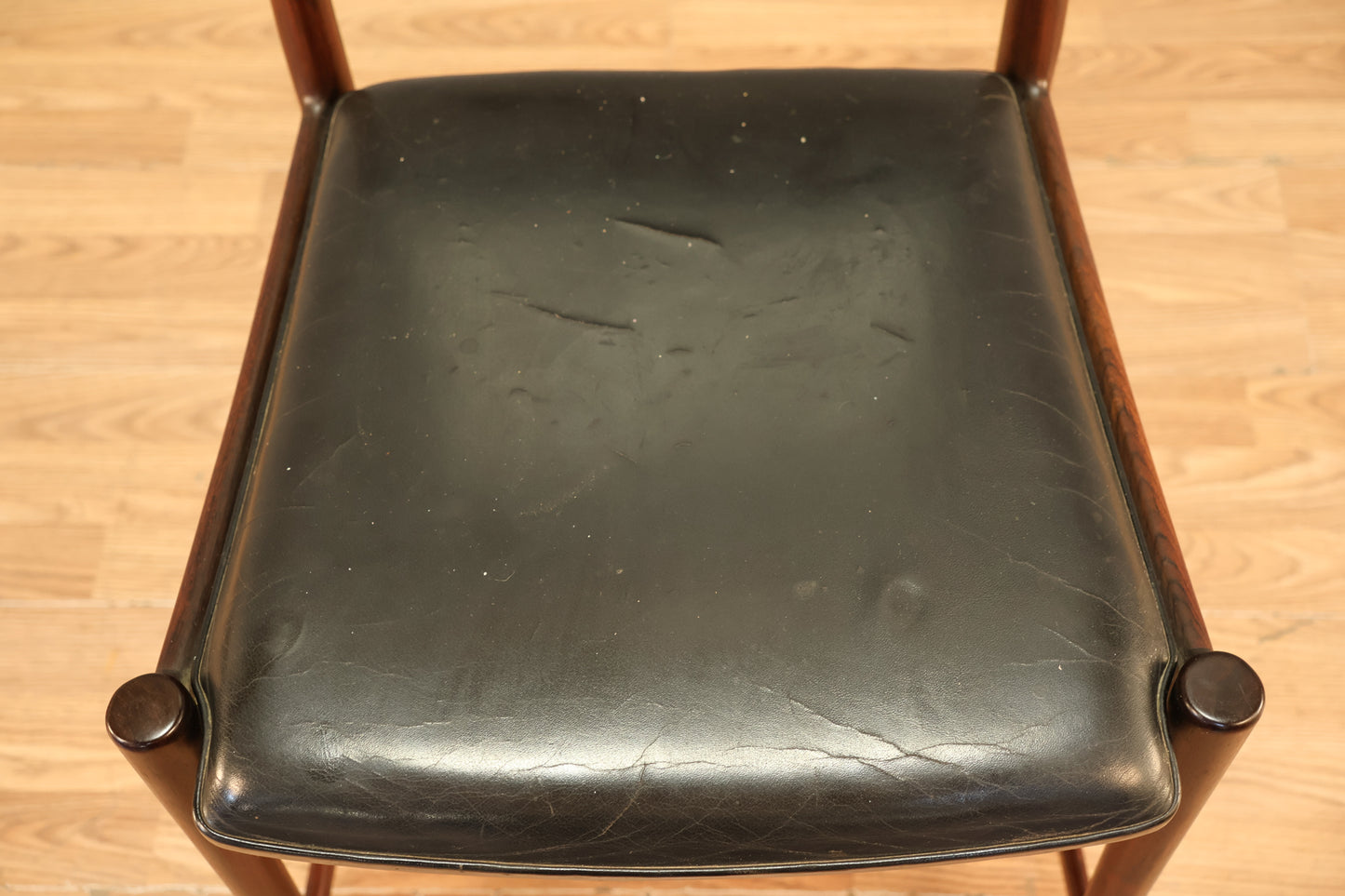 Torbjørn Afdal Rosewood & Black Leather Side Chair