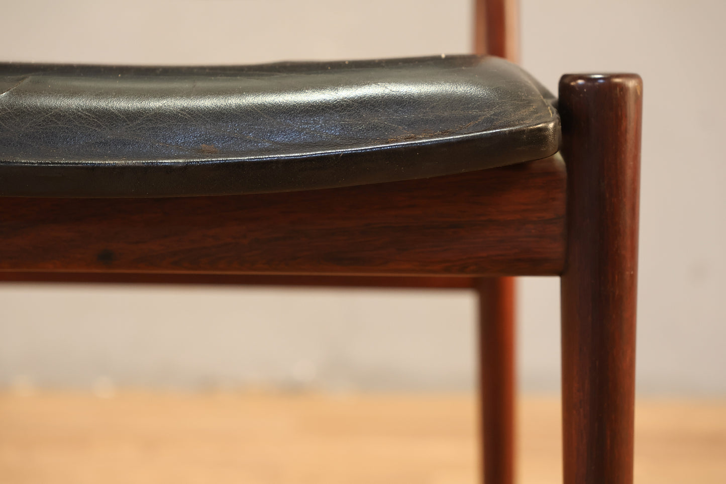 Torbjørn Afdal Rosewood & Black Leather Side Chair