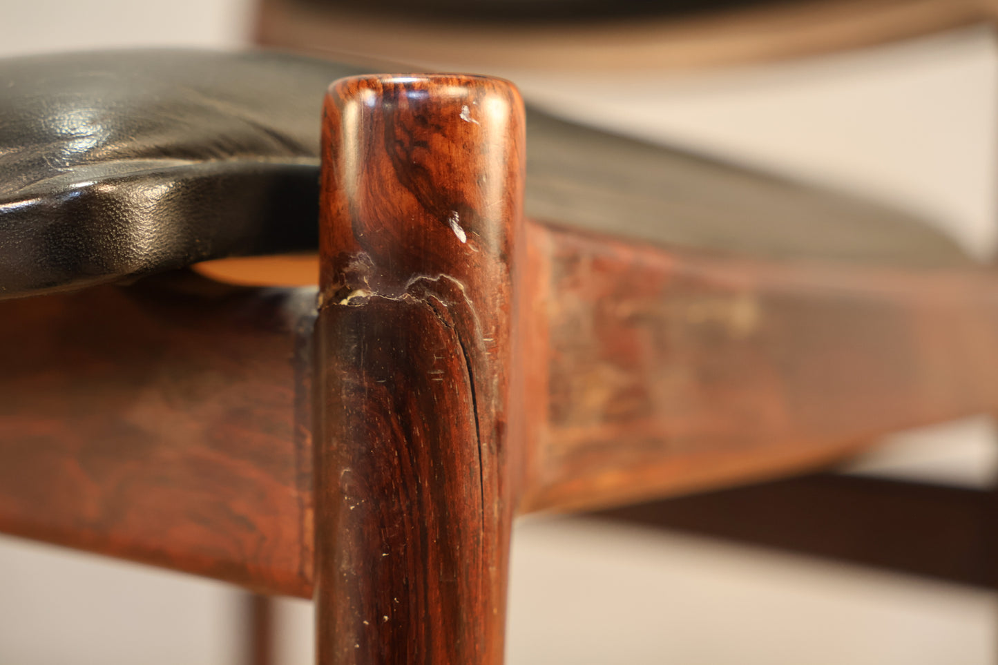 Torbjørn Afdal Rosewood & Black Leather Side Chair