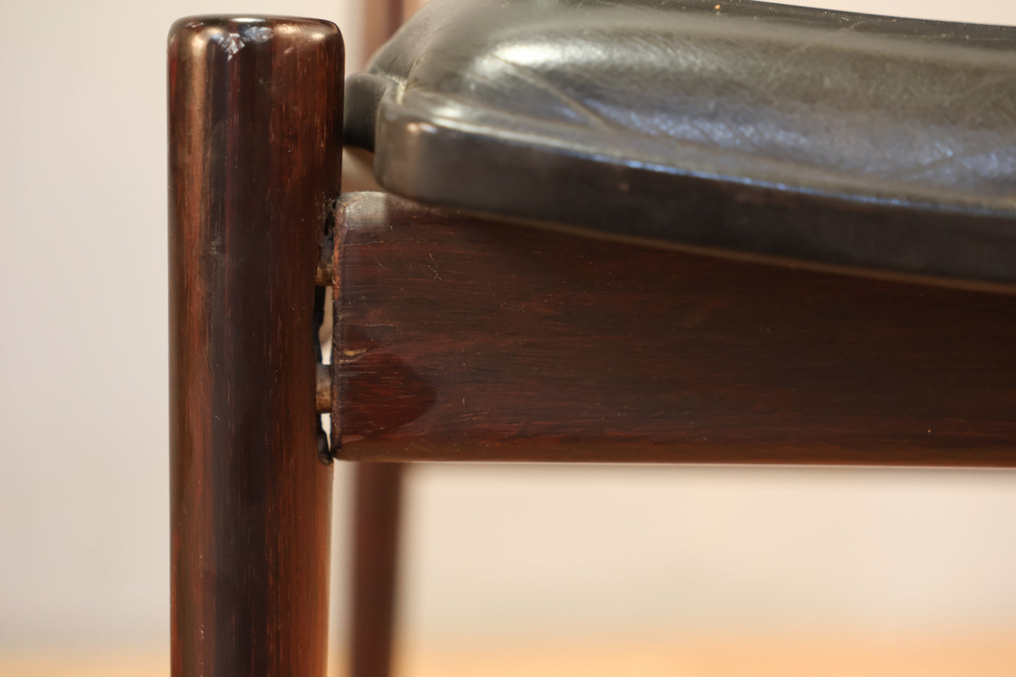 Torbjørn Afdal Rosewood & Black Leather Side Chair