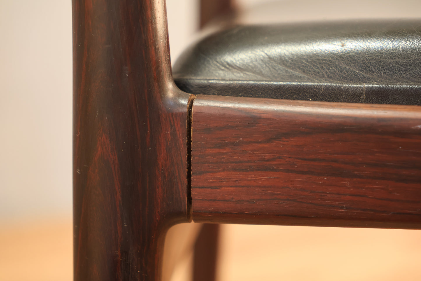 Torbjørn Afdal Rosewood & Black Leather Side Chair