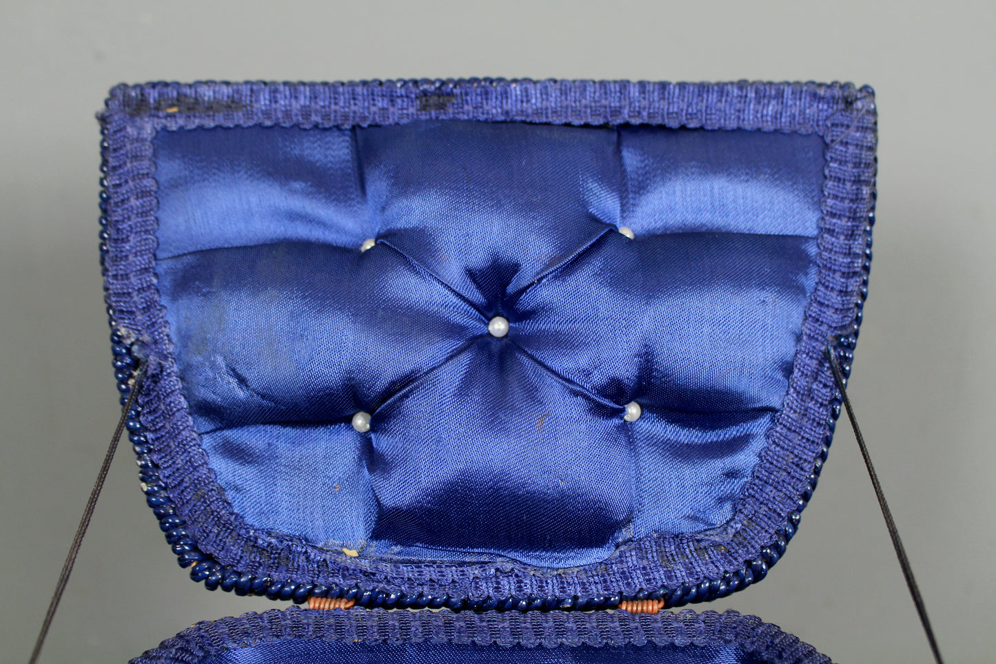 Singer Blue Tartan & Woven Sewing Basket