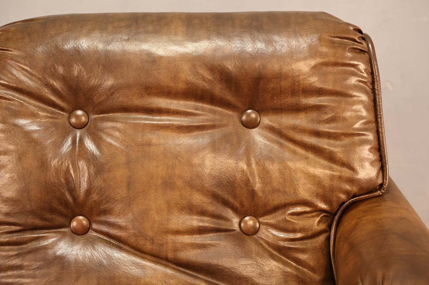 Oak & Brown Vinyl Loveseat - ONLINE ONLY