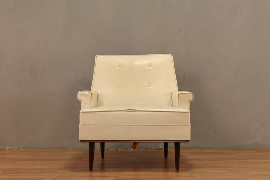 Mid Century White Vinyl Club Chair - ONLINE ONLY
