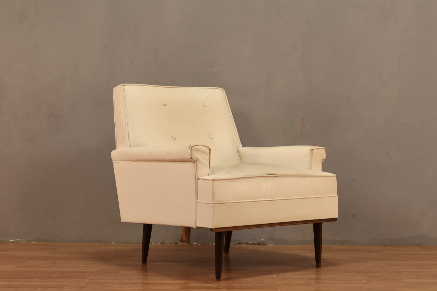 Mid Century White Vinyl Club Chair - ONLINE ONLY