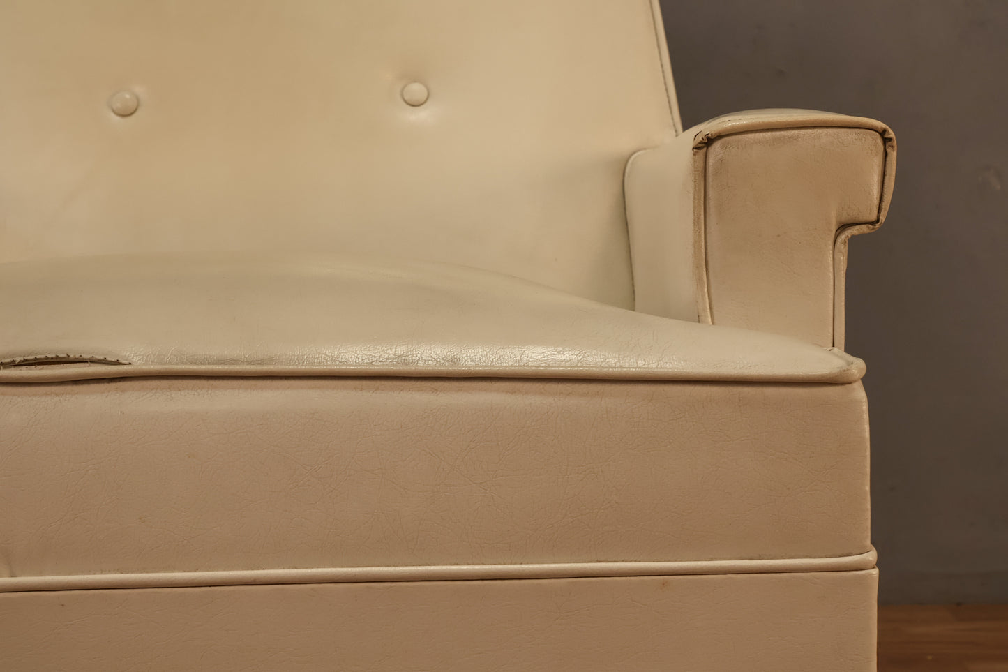Mid Century White Vinyl Club Chair - ONLINE ONLY