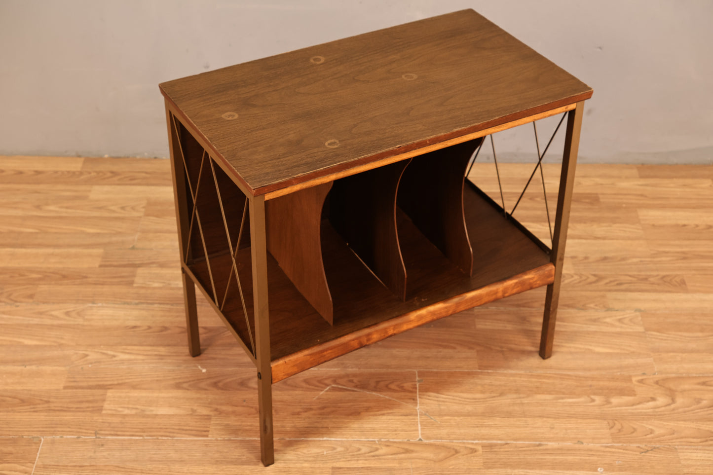 Mid Century Walnut & Laminate Record Cabinet