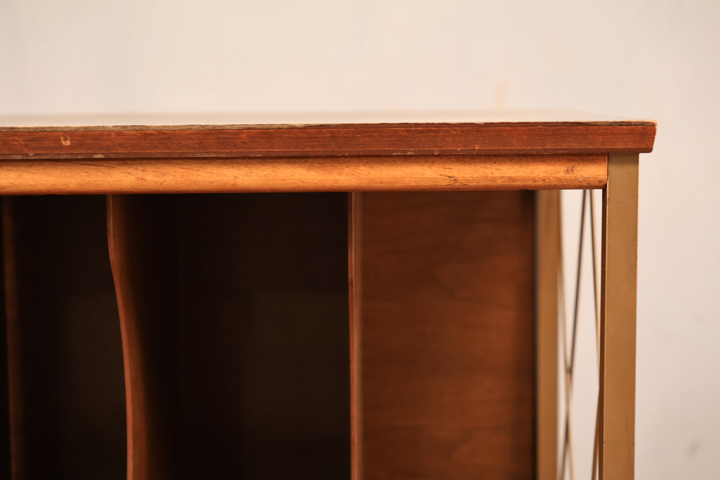 Mid Century Walnut & Laminate Record Cabinet