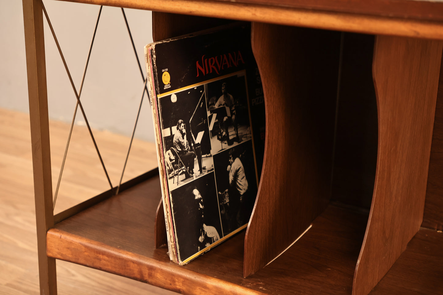 Mid Century Walnut & Laminate Record Cabinet