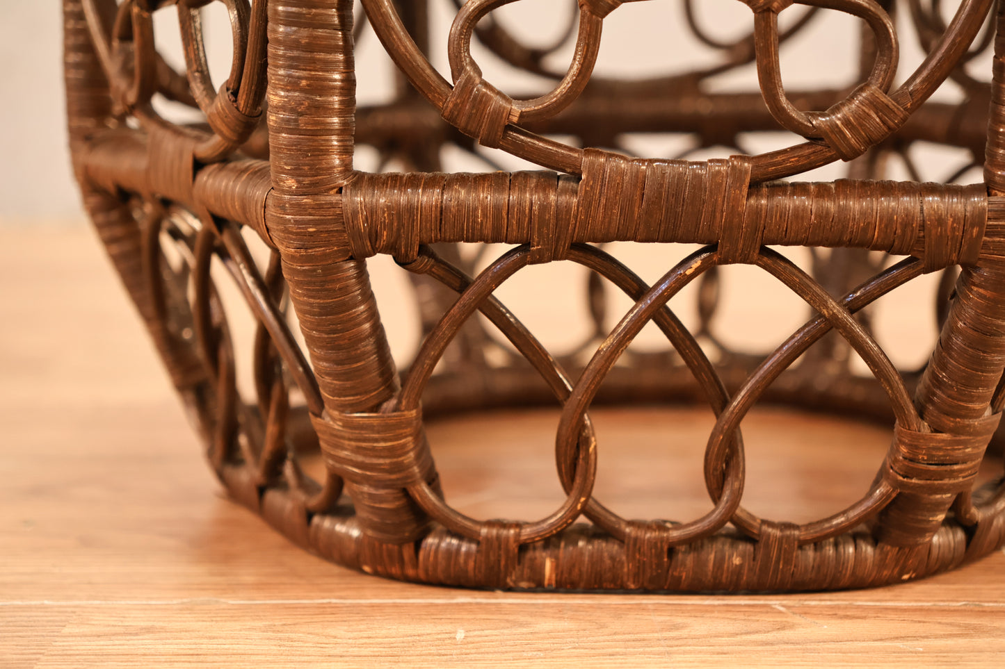Rattan & Brass Tray-Top Side Table