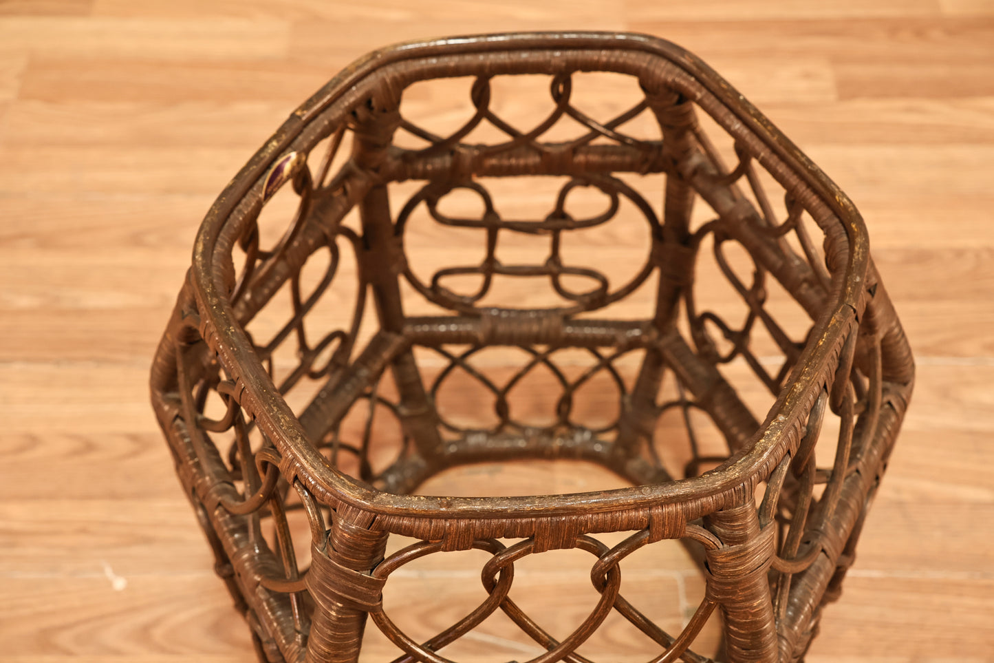 Rattan & Brass Tray-Top Side Table