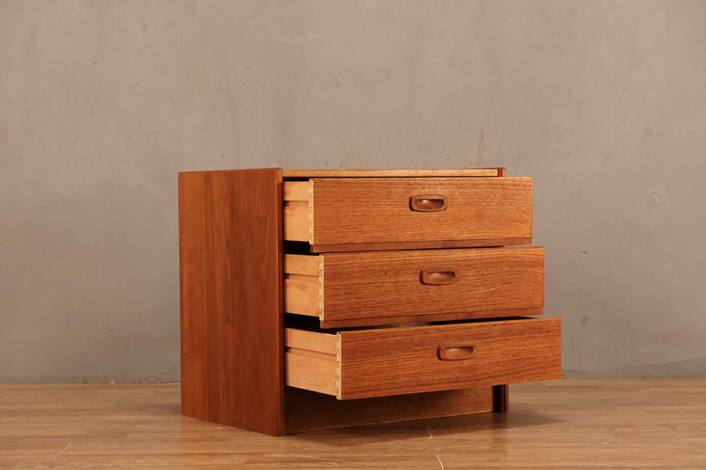 Danish Teak 3-Drawer Nightstand