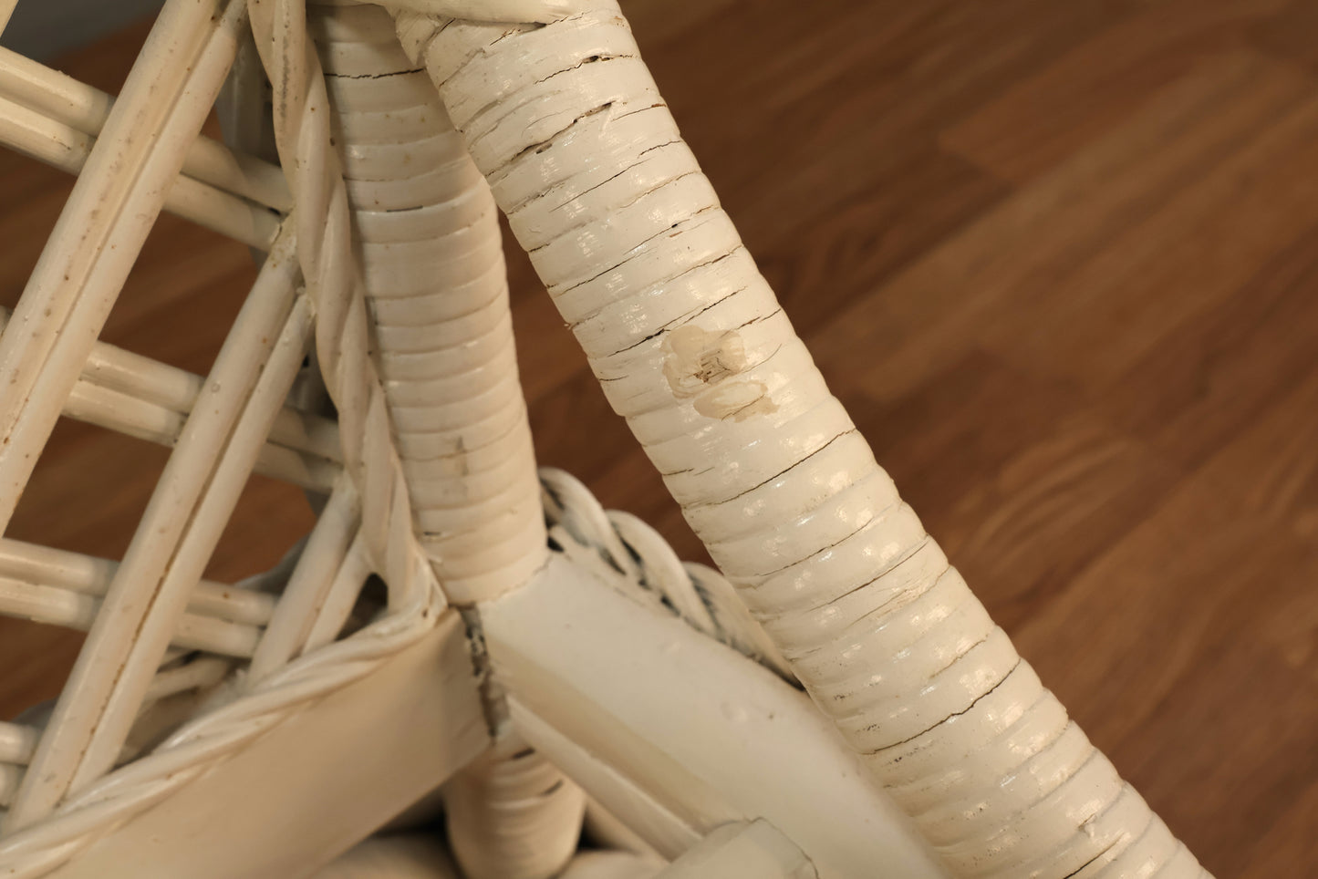 White Rattan Lattice Side Chair