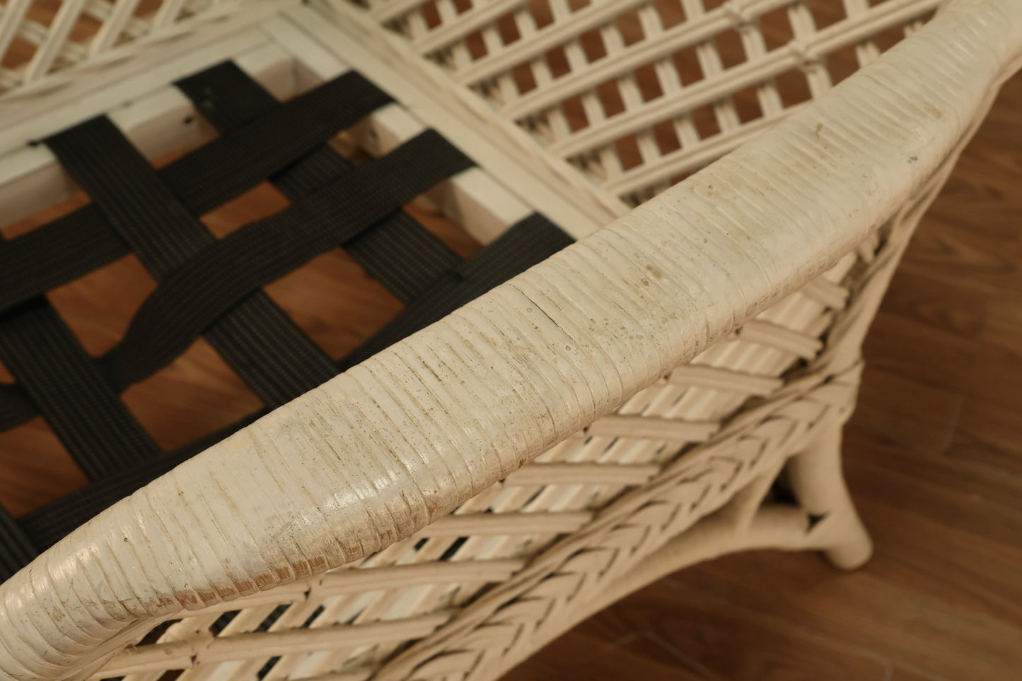 White Rattan Lattice Lounge Chair - ONLINE ONLY