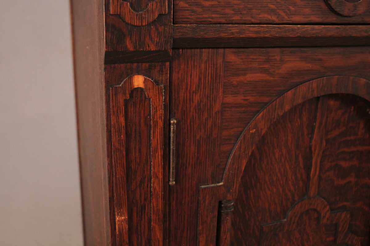 Antique Oak 3-Drawer Buffet Credenza