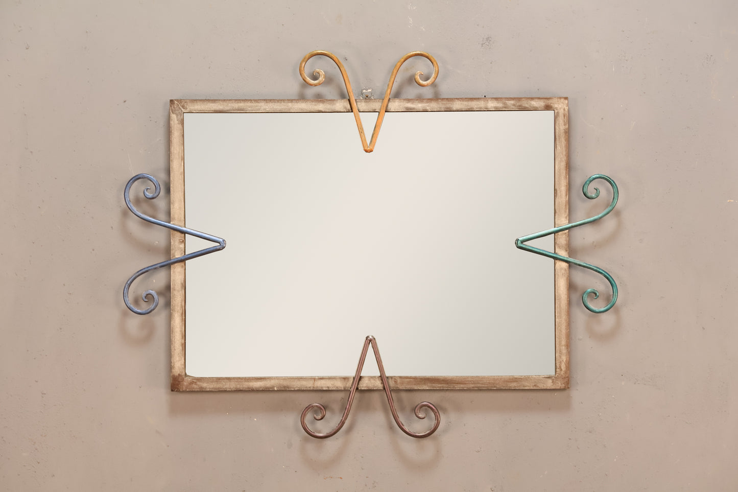 Distressed Metal Curlicue Mirror - ONLINE ONLY