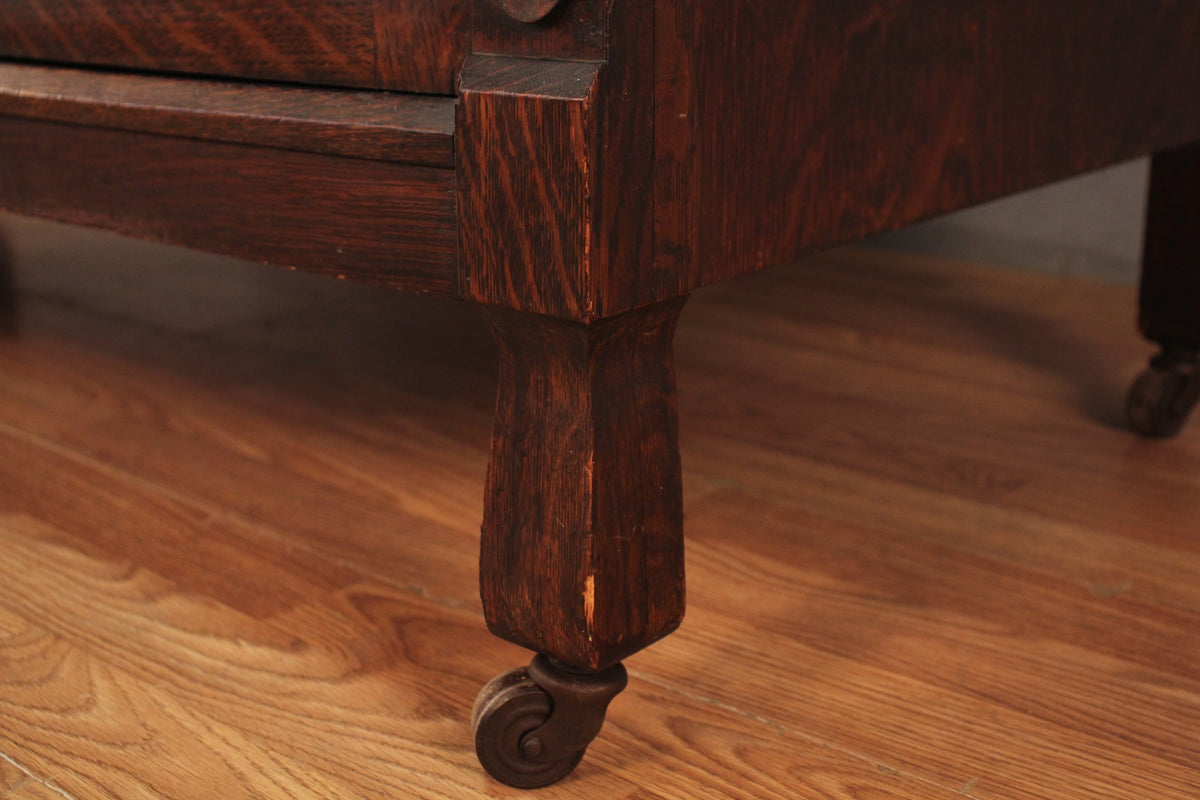 Antique Oak 3-Drawer Buffet Credenza