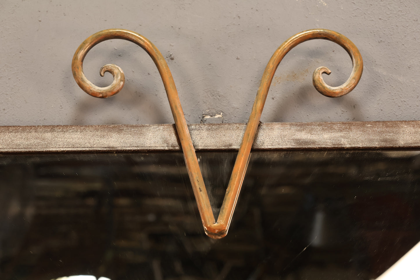 Distressed Metal Curlicue Mirror - ONLINE ONLY