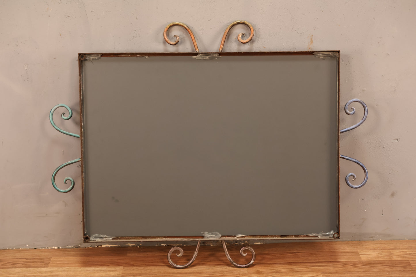 Distressed Metal Curlicue Mirror - ONLINE ONLY