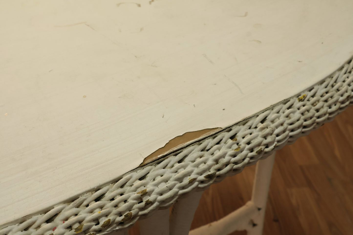 White Rattan Console Table