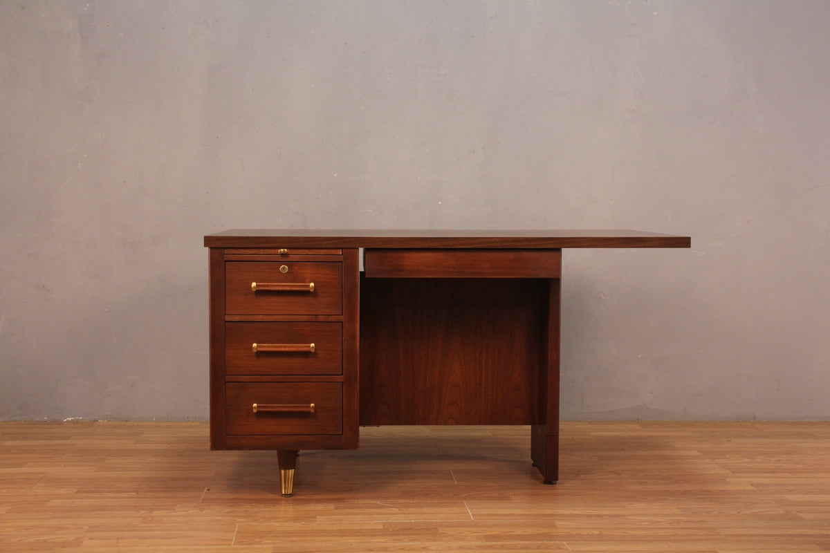 Mid Century Walnut & Laminate 4-Drawer Desk