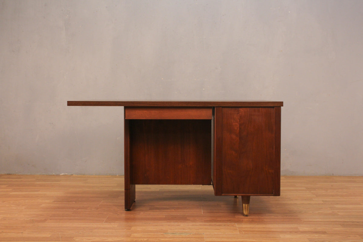 Mid Century Walnut & Laminate 4-Drawer Desk
