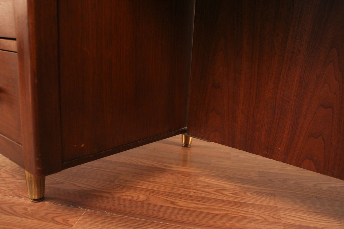 Mid Century Walnut & Laminate 4-Drawer Desk