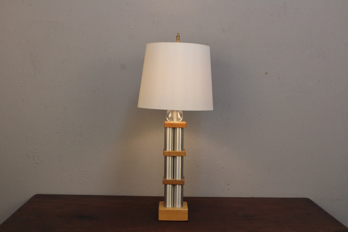 1970s Tubular Aluminum Table Lamp